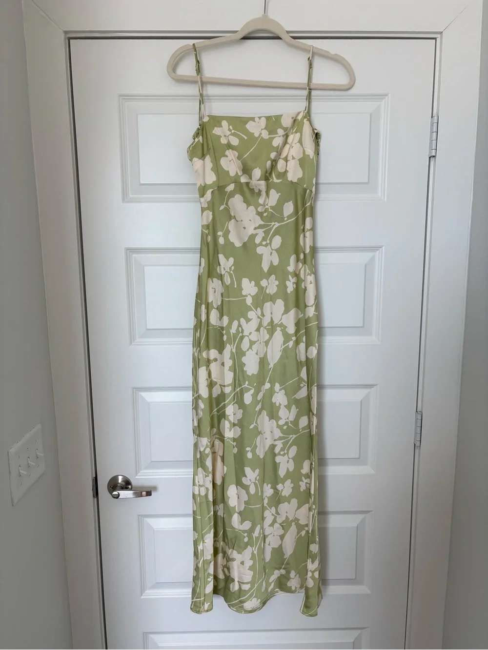 Abercrombie Green Floral Slip Dress with Cream Blossom Print